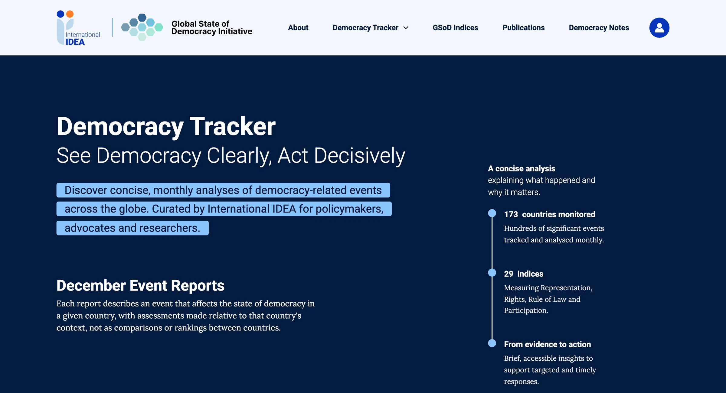 Hero del Democracy Tracker