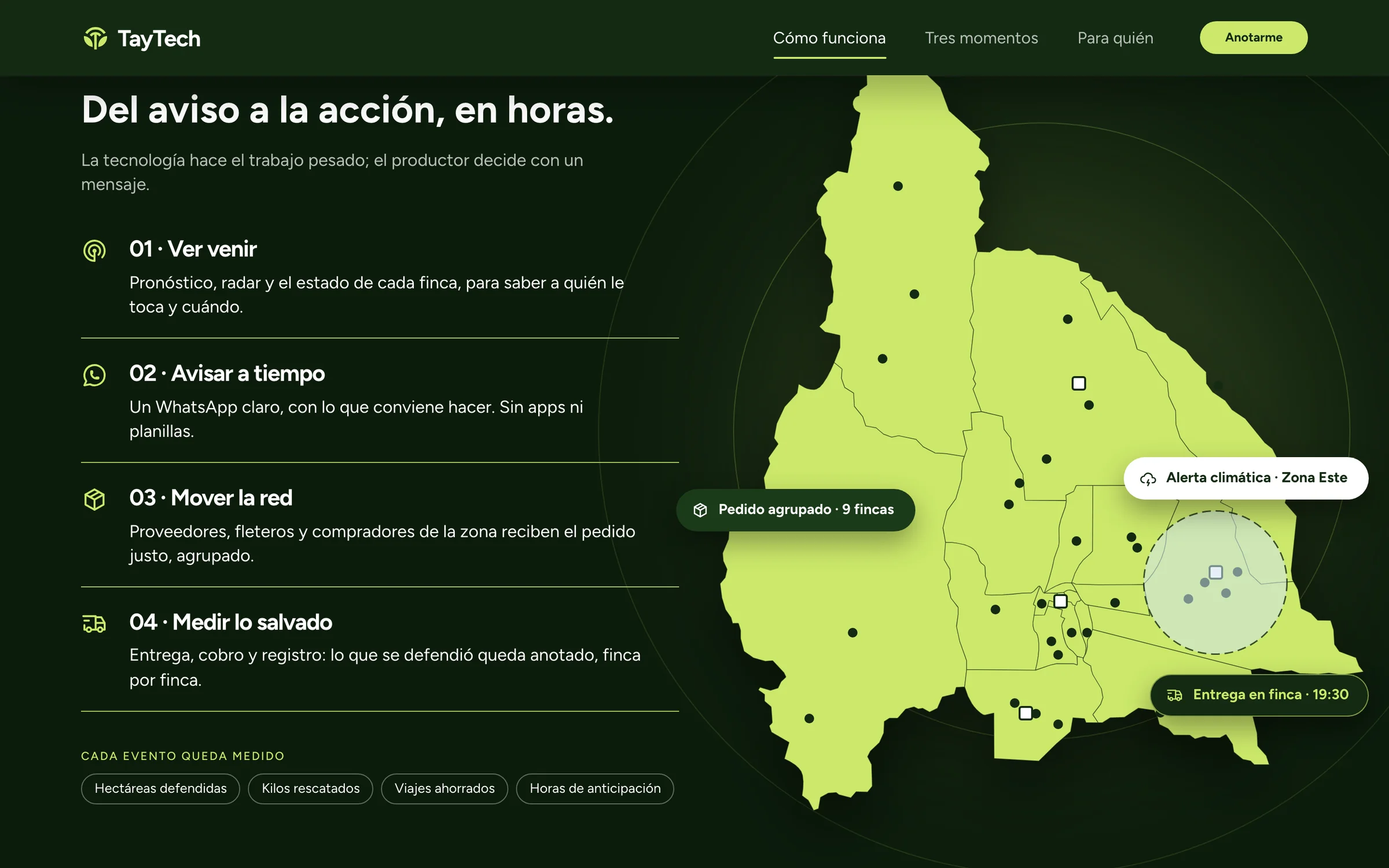 Sección cómo funciona, con el mapa de San Juan