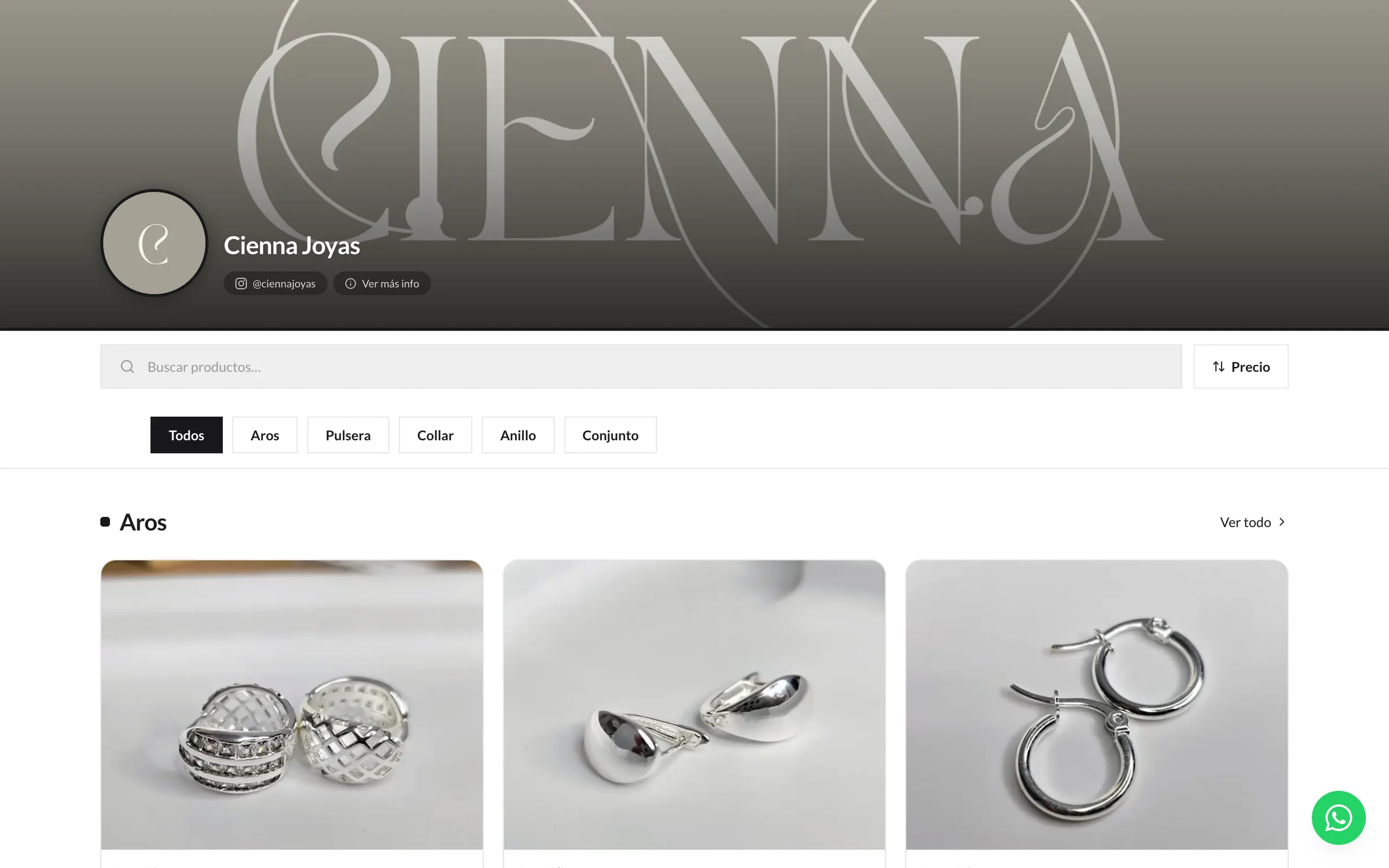 Tienda de Cienna Joyas sobre PediloApp